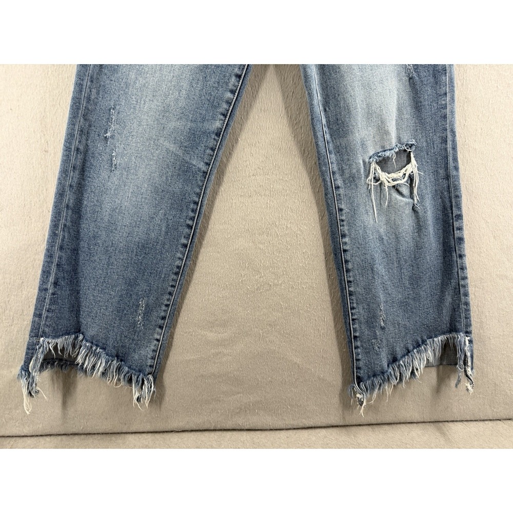 Liverpool Kennedy Straight Womens 4/27 Eco Blue Denim Cropped Frayed Hem Chic - Picture 2 of 14